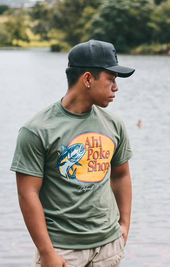 AHI POKE SHOPS Military Green Premium Tee