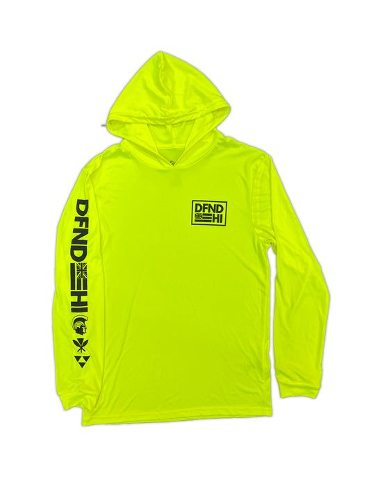 ACTIVE LOGO SLEEVED Safety Green Dri-Fit Hoodie
